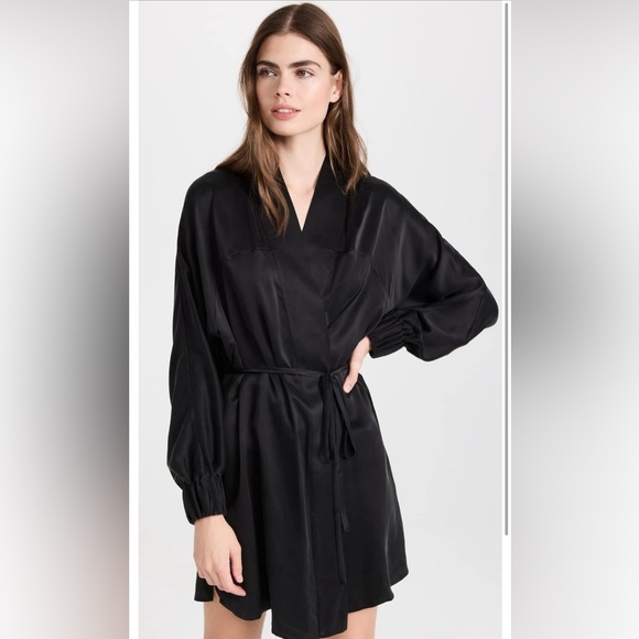 lunya Other - Lunya Washable Silk Robe Black Magnetic Closure Tie Front L / XL